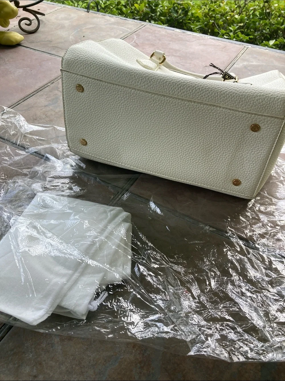 Versace V 19.69 Cream Structured Satchel with Gold Hardware - Picture 13 of 14